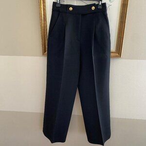 Sezane Black Trousers with Gold Buttons